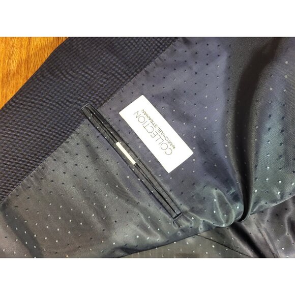 Collection by Michael Strahan Suit Jacket Coat Blazer 48R Blue Houndstooth - Picture 5 of 7